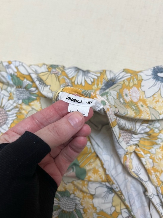 O'Neill L yellow floral faux wrap mini dress - Picture 7 of 13
